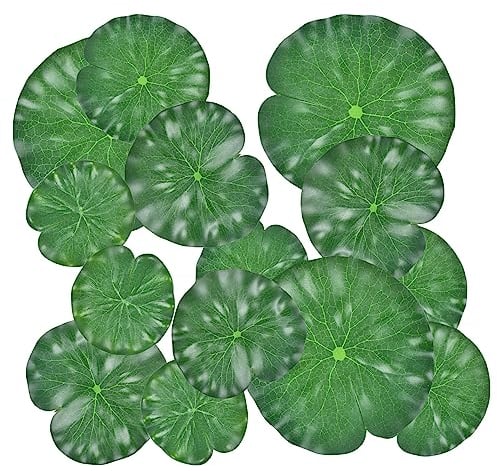 12 Stück Schwimmende Lilien Pads für Teiche, 4 Größe Künstliche Lilien Pads Blätter Gefälschte Künstliche Schwimmende Teichpflanzen Künstliche Seerosen für Teiche Pool Aquarium Pflanzen Outdoor