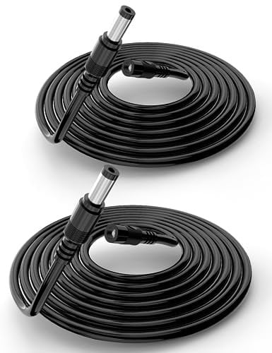 Lonnky 5 Meter DC Extension Cable for CCTV Camera (TP-Link, Reolink, EZVIZ), Govee LED Strip Lights, Router (TP-Link Archer AX55), 5.5 mm x 2.1 mm Plug, 2-Pack
