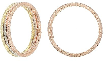 DelPia, Anello a Tre File Diamantato in Oro Tre Colori 18kt e Argento Sterling