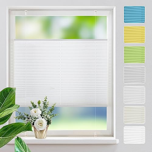 Plissee ohne Bohren Plissees Klemmfix,weiß 80x140cm Easyfix Plisseeroll Rollo für Fenster Einfache Montage Sichtschutz und Sonnenschutz