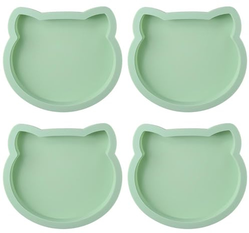 hobbyme 4 moldes de silicona antiadherentes para galletas, diseño de cabeza de gato, molde de silicona para decoración de hornear, apto para lavavajillas, fácil de limpiar, molde de decoración para