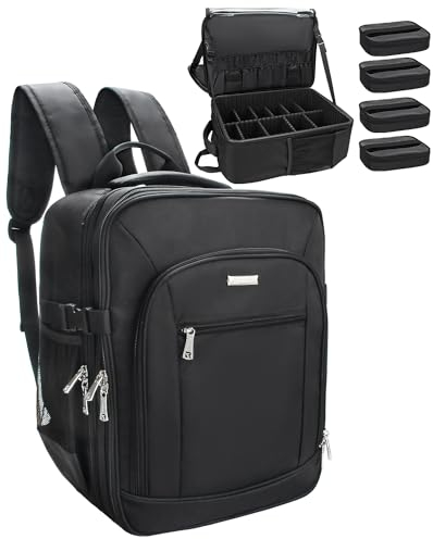 Maletín de Cosméticos Mochila Extra Grande - Estuche de Belleza Profesional de Viaje - Bolsa de Maquillaje para Mujeres - Organizador de Almacenamiento para Artistas de Maquillaje de 3