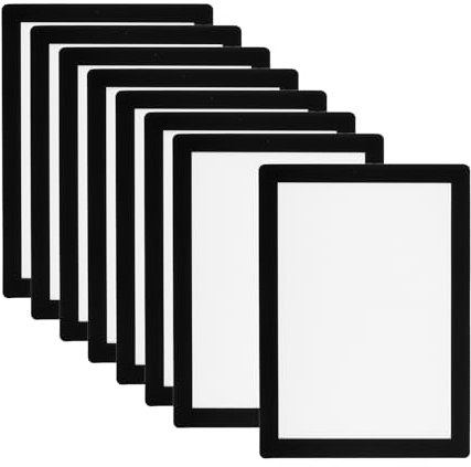 PATIKIL 8 Stück Magnetrahmen, A5 Info-Rahmen selbstklebend Aufklappbarer mit Magnetverschluss bilderrahmen für Postkarte Hinweis Zeichnung, Transparente Oberfläche, Schwarz