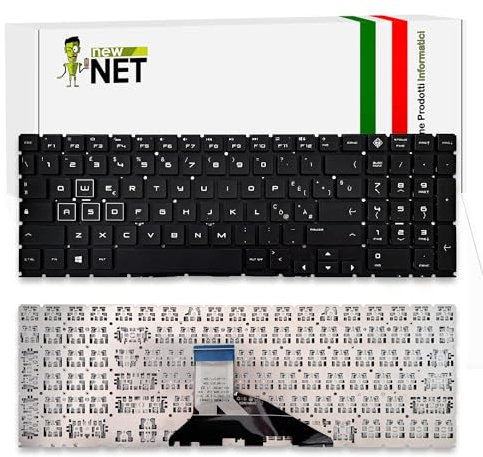 new net - Tastiera Compatibile con Notebook HP OMEN 15-dc, 15-DH [Senza Frame - Colore Tasti Nero - Retroilluminata RGB - Layout ITA]