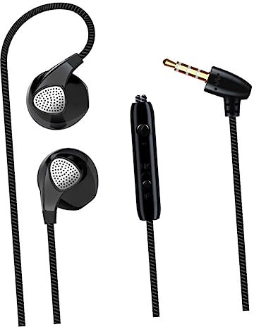 Gadpiparty Ear Earbuds Wired Headphones Jack Mic Microphone for Running Exercise Black Stereo Bass Audio Earphones