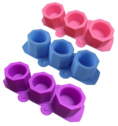 3 Pack Flower Pot Silicone Molds, Mini Octagonal Succulent Plant Pot Molds Multipurpose DIY Craft Ice Shot Glass Molds for Concrete