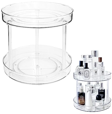 UptVin Drehteller Organizer 2-Etagen, Gewürzregal Drehbar Transparent Acryl Organizer Drehbar Lazy Susan für Schränke Speisekammer Kühlschrank Arbeitsplatte (23,5 cm)