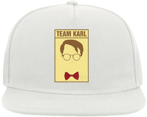 Team Karl 5 Panel Snapback Flat Visor Cap Hat White, weiß, Einheitsgröße