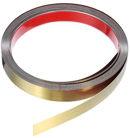 QUARKZMAN 6m x 20mm Zierleisten Selbstklebend, Wandleisten zum Aufkleben und Anbringen von Rahmen, Edelstahlleiste mit gebürstetem Finish für Wand, Decke, Schrank, Fliesenkante, Gold