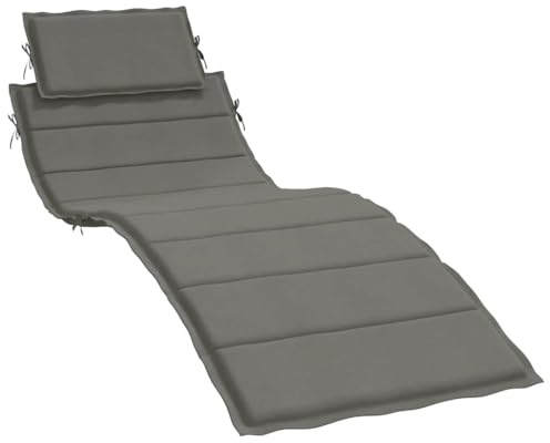 vidaXL Liegenauflage, Auflage Polster für Sonnenliege Gartenliege, Polsterauflage Kissen für Gartenmöbel Liegestuhl, Melange Dunkelgrau 186x58x4cm Stoff