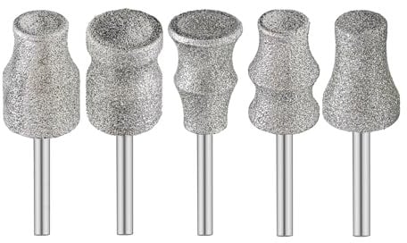 Diamond Dog Nail Grinder Bits - FOCSTOL Diamond Rotory Bit for Dogs Pets, 5pcs 3mm Rotary Nail Grinder Bits for Animals Nail Care (Type A+B+C+D+E)