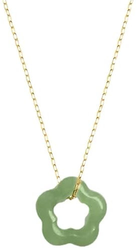 THINCAN Natürliche Jade Halskette Blume Anhänger Halskette zierliche Choker exquisiten Schmuck