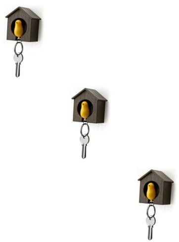 OFFSCH Spatz Schlüsselanhänger Schlüsselringen Vogel 3st Schlüsselbund Spatz Vogelhaus Vogelhäuschen Schlüsselanhänger Birdhouse Schlüsselanhänger Mit Gelbem Vogel Coffee