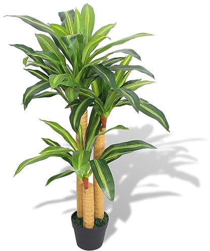 Sufrk Artificial Dracaena Plant with Pot 100 cm Green,Artificial Trees Outdoors Cycas Palm Tree Areca Tree Phoenix Fern Tropcial Decorative Fake Plants in Pot for Indoor Outdoor Garden