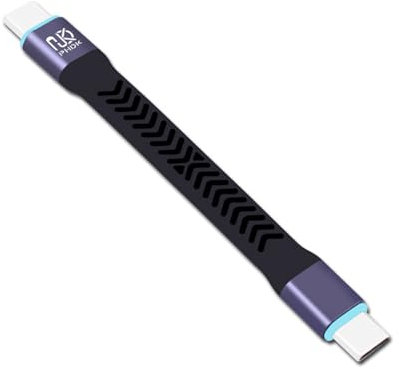 Cable de datos USB tipo C corto de 10 cm, 20 Gbps, transferencia de datos rápida, alta velocidad, cable de carga suave, aluminio + revestimiento de níquel