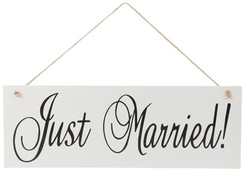 Amosfun Cartello da appendere per matrimonio, dritto, sposato, per matrimonio, da appendere, in legno, dritto,