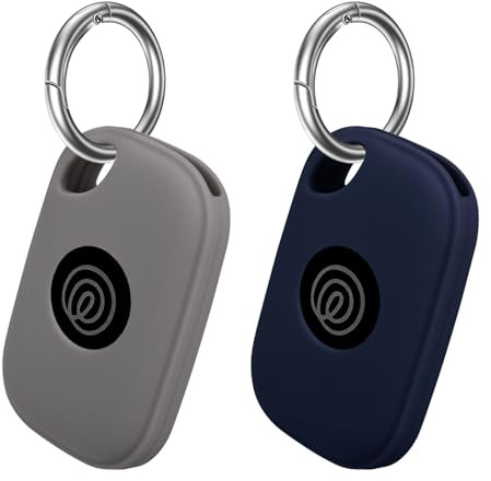 Silicone Case for Tile Pro 2024 with Keychain, 2 Pack Anti-Scratch Protective Cover for Tile Tracker (Navy/Gray)
