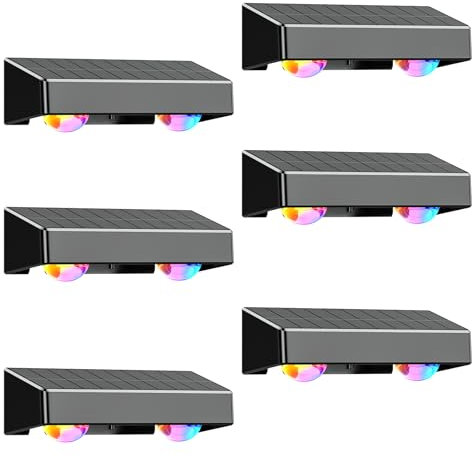 Kerry Solar Lights Outdoor, IP65 Outside Fence Lighting, Garden Wall Lights Solar Powered Waterproof with 11 Color Modes, External Fence Downlights for Patio, Yard, Deck Decoration - 6 Pack