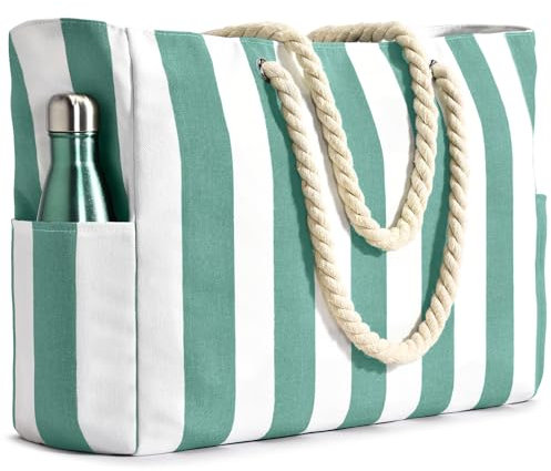 oscaurt Strandtasche Groß Badetasche XXL Familie Tote Bag mit Reißverschluss Handtasche Shopper Tasche Damen Reisetasche Saunatasche Gym Bag
