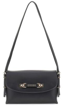GUESS Damen Lefia Flap Shoulder Bag Umhängetasche, Schwarz