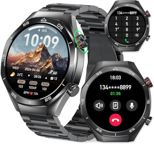 TAYSHILEY Herren Smart Watch 1,52 HD Touchscreen Fitness Tracker mit Bluetooth-Anrufen, IP67 wasserdichte, für Männer 24/7 Herzfrequenz- / Blutdruck- / Schlafmonitor, Unterstützung für Android iOS