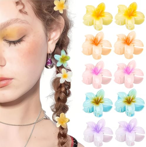 NJCXOLA 10 Pezzi Mollette per Capelli Medie Pinze Ciappo Mollettone per Capelli Antiscivolo Donne Ragazze, Fermagli a Forma di Fiore, Graziose Forcine, Piccoli Fermagli Decorativi