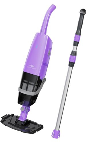 Aspirateur Rechargeable à Main Niya AquaSweep S1 avec Manche télescopique, Aspiration puissante, Nettoyage des Coins Difficiles d’accès, Autonomie de 60 Minutes, pour Piscines Hors-Sol et enterrées