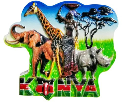 Kenya Wild Animals 3D Fridge Magnet Souvenir Gift,Resin Handmade Kenya Refrigerator Magnet Home & Kitchen Decoration Collection
