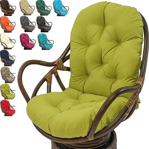 Auflage Schaukelstuhl, wasserdichte Rattani Polster für Schaukelstuhl mit Bändern für Gartenhängematten und Schaukelstühle (nur Auflage)(Green)