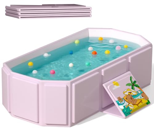 Vasca da bagno pieghevole portatile per bambini, 75 x 45 x 24 cm, adatta per 0-6 anni, rosa/verde menta (rosa)