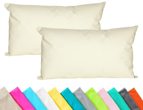 JACK 2er Set Outdoor Kissenhülle Kissenbezug 30x50cm Wasserfest Sitzkissen Lounge Kissen Garten Stuhl Lotus Effekt, Farbe:Sand