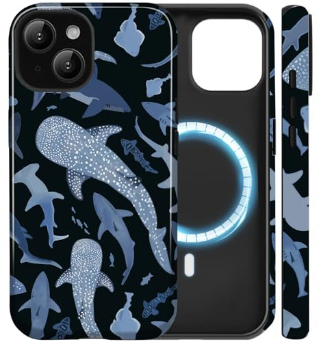 Amzfield Magnetische Handyhülle für iPhone 15, Leopardenmuster, Walhai
