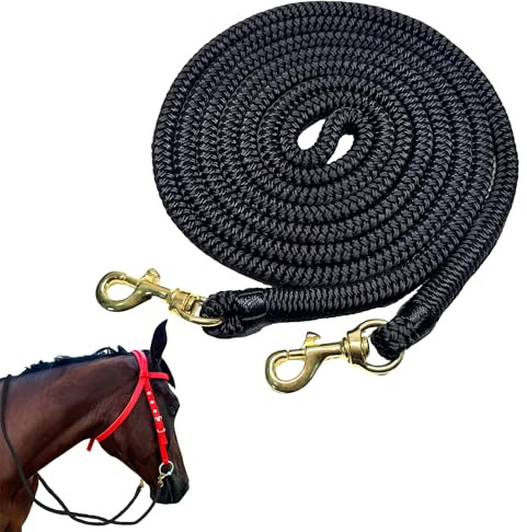Kabahorze Horse Rein with Snaps, 1/2 Diameter x 10 FT, Double Braided Nylon Roping Rein, Round Trail Rope Rein for Horse Headstall | Durable, Soft & Comfortable Grip