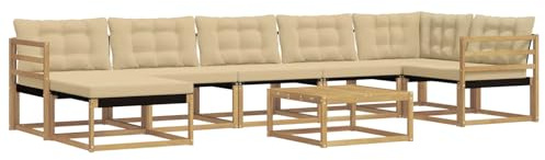 vidaXL Outdoor-Sofagarnitur 8 pcs Weiß und Beige 79 x 79 x 37 cm, Robustes, modernes Outdoor-Sofa-Set, Gartenmöbel zum Entspannen, wetterfeste Lounge, ergonomische Sitze
