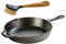 Lodge Seasoned Cast Iron Skillet w/Scrub Brush- 10.25 Cast Iron Frying Pan With 10 Bristle Brush