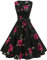 Gardenwed Vestito Donna Elegante Vintage Anni 50 Abito Cerimonia da Sera Abito da Cocktail Rockabily Senza Maniche con Cintura A-Line Black Rose 3XL