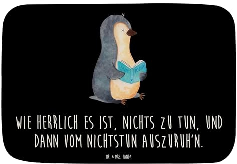 Mr. & Mrs. Panda Badvorleger Pinguin Buch - Geschenk, Duschmatte, Badgarnitur, Ferien, Badezimmermatte, Teppich Badezimmer, ausruhen,