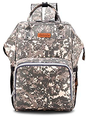 SONARIN Multifunktions Baby Wickelrucksack, Wickeltasche,Reise-Rucksack-Organizer mit Flasche isoliert Taschen,USB-Schnittstelle,Wasserdicht, Große Kapazität, Stilvoll,Ideal Geschenk(Camo)