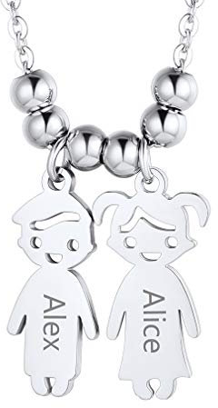 Custom4U Kindernamen Kette Personalisierte Kette für Mutter S925 Silber Damen/Mädchen Halskette Kinder Jungen und Mädchen Namenskette für Mütter 2 Kinder Silberfarbe Halskette Geschenk für Mama Oma