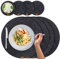 MIQIO® Design Runde Tischsets aus Filz abwaschbar | Mit Echtleder Markenlabel und Glasuntersetzer | 4 Platzsets 4 Untersetzer | rot oder grau | Filzmatte Platzdeckchen abwischbar