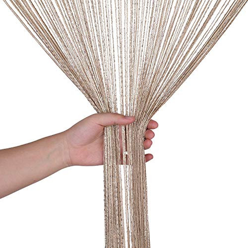 WedDecor Schnur Vorhänge Glitzer Fransen Panel Fliegengitter Zimmer Organizer Quaste Vorhang für Türen, Türöffnung, Windows, Wohnkultur, Ereignis Dekoration, (90cm x 200cm) - Champagner, 90 x 200cm