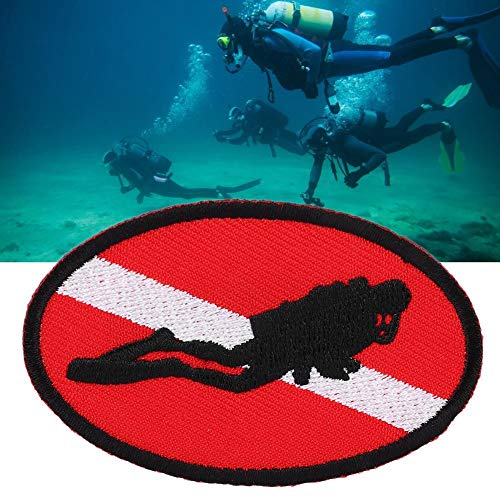Keenso Diving Badge, Ellipse-Flaggen-Aufnäher zum Tauchen Bestickte Tauchabzeichen-Memento mit Bügelrücken