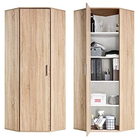 mokebo® Eckschrank in Braun aus Holz 'Der Lange', Aktenschrank & Mehrzweckschrank für Flur oder Büro in 64x180x64 cm (B/H/T), auch als Aktenschrank, Allzweckschrank oder Haushaltsschrank