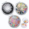 Ohaoduo 3 Stück Metall Pillendose Rund, Kleine Pill Box 3 Fächer Tragbare Reise Pillendose Vintage Muster mit Spiegel Vitamine Medizin Tablet Organizer Case für Tägliche und Reise