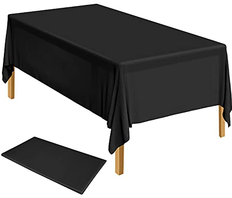 ELECLAND Schwarze Kunststoff-Tischdecke, 137 x 274 cm, schwarze Kunststoff-Tischdecke, rechteckig, für Innen- und Außenbereich, Babyparty, Hochzeit, Geburtstag, Party-Dekorationen