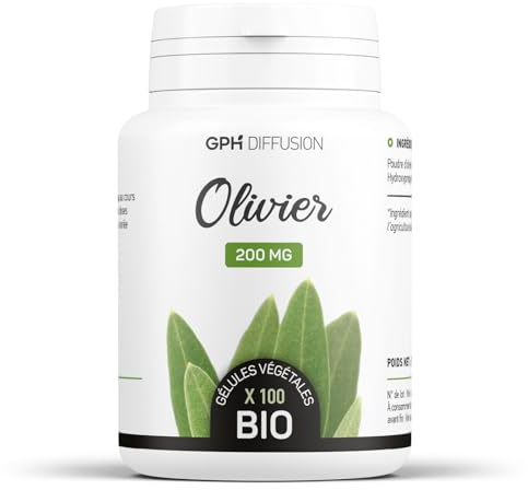 Olivier feuille BIO | 600 mg/jour | Sans Additifs | 100 gélules végétales | 30 jours