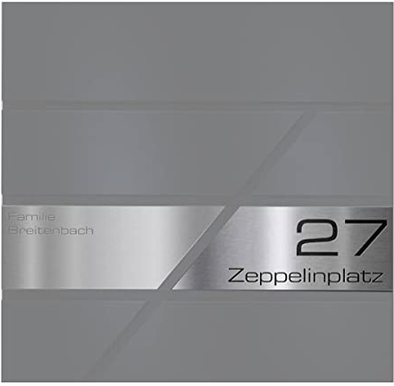 Metzler Edelstahl Briefkastenschild - V2A Edelstahl-Gravurschild - Ersatzschild für Briefkasten Modell Z - Selbstklebende Rückseite - Individuelle Beschriftung…