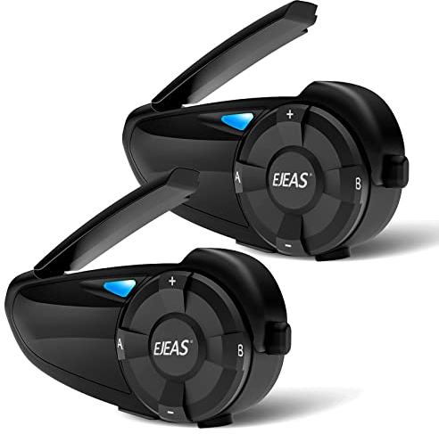 EJEAS Q7 Moto Intercom Cuffie Bluetooth fino a 7 Reiters Cancellazione del rumore CVC, FM, Bluetooth 5.1, impermeabili, 2 pezzi