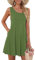 AUSELILY Sommerkleid Damen Rundhals Knielang Freizeitkleider Strand Trägerkleid mit Taschen Armee grün,2XL