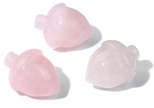 3 Teile/satz Tannenzapfen Stein Geschnitzt Natürliche Kristallquarze Wohnkultur Raum Ornament Dekoration Handwerk 20 * 26-27mm,Rosa Quarz